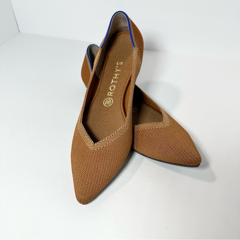 Rothy's Shoes Women's 10 Brown Orange Amber The Point Ballet Flats Comfort